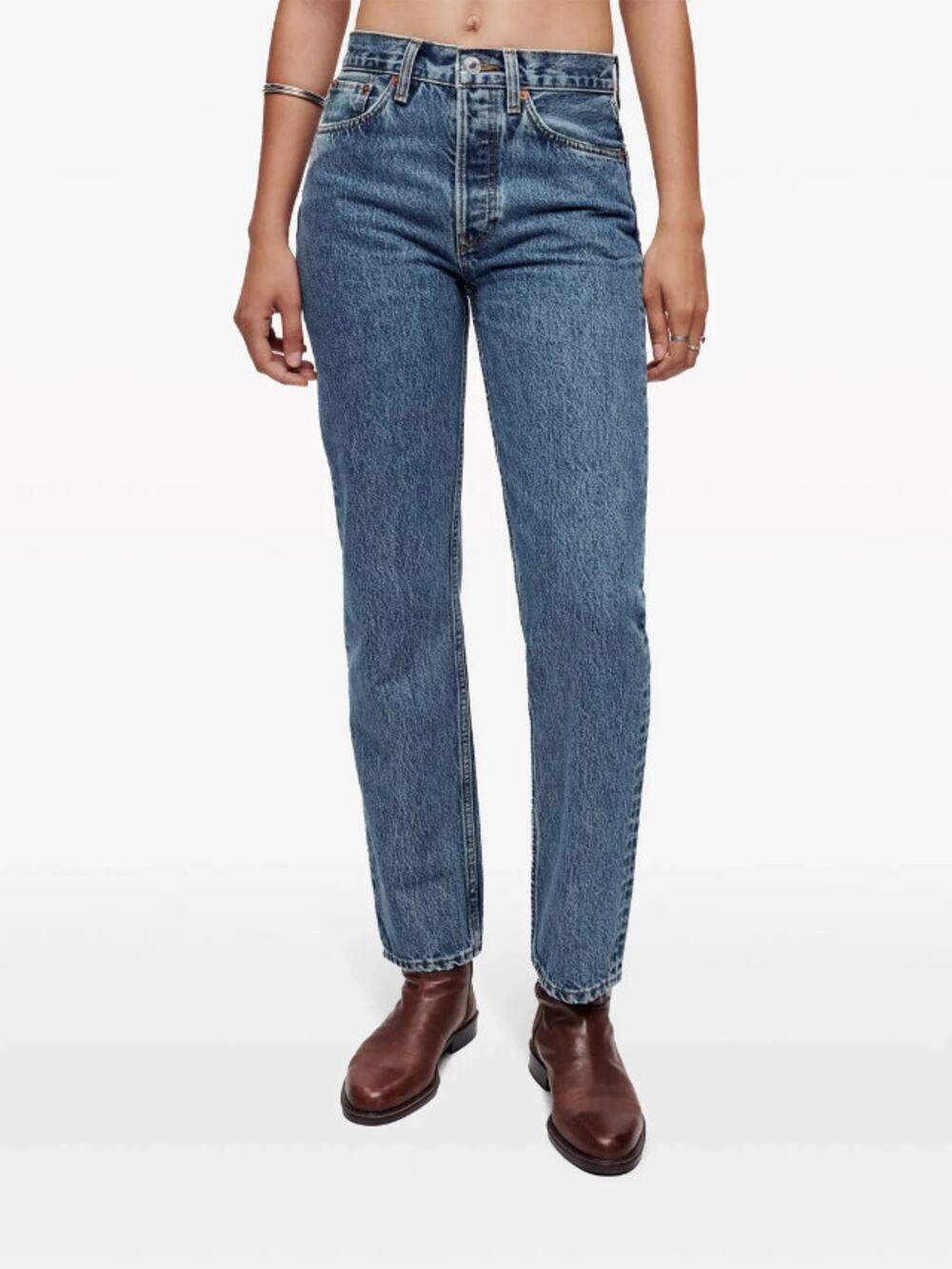 Re/Done 70s Stove Pipe High Rise Jeans Blue Mere Size 28